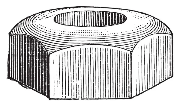 Porca Sextavada Ilustração Gravada Vintage Enciclopédia Industrial Lami 1875 — Vetor de Stock