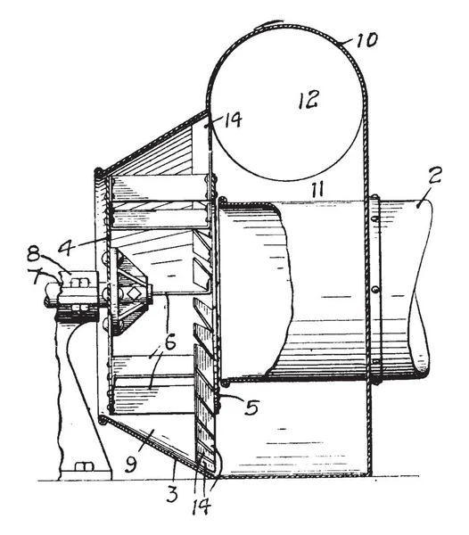 Цій Ілюстрації Представляє Відцентровий Вентилятор Вентилятор Колеса Кілька Леза Vintage — стоковий вектор