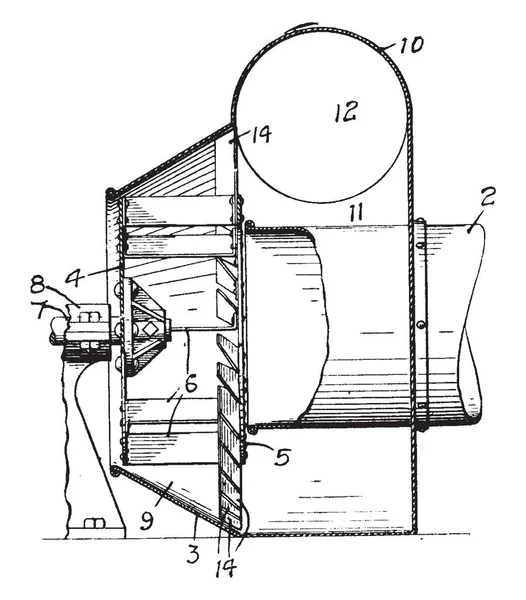 Deze Afbeelding Vertegenwoordigt Radiaalventilator Waar Ventilator Wiel Met Meerdere Bladen — Stockvector