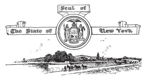 United States Seal New York Seal Has Two Female Figures — 图库矢量图片