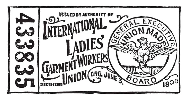 Esta Ilustración Representa Etiqueta Unión Que Sindicato Internacional Trabajadores Prenda — Vector de stock