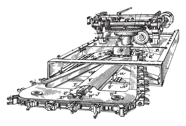 Esta Ilustración Representa Máquina Que Utiliza Minería Dibujo Línea Vintage — Archivo Imágenes Vectoriales