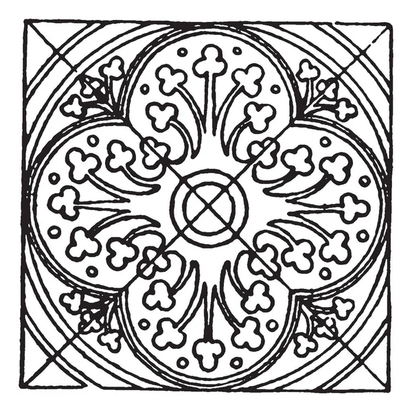 Medieval Tile Circle Pattern Design Vidro Manchado Mais Antigo Processo — Vetor de Stock