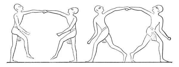 Danseurs Égyptiens Illustration Gravée Vintage — Image vectorielle