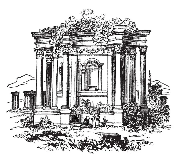 Temple Palmyre Qui Est Formé Centre Vie Religieuse Palmyre Dessin — Image vectorielle