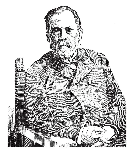 1822 1895 他是一名法国生物学家 微生物学家和化学家 复古线条绘画或雕刻插图 — 图库矢量图片