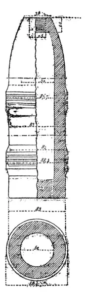 Projetiles いるリード コード ヴィンテージに図が刻まれています 産業百科事典 1875 — ストックベクタ