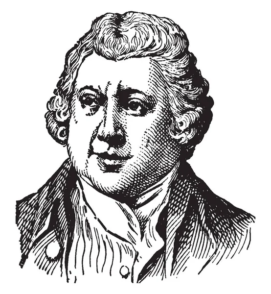 선생님 리처드 Arkwright 1732 1792 발명자 프레임 빈티지 그림의 발명으로 — 스톡 벡터