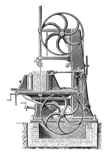 Bandsaw Vintage Engraved Illustration Industrial Encyclopedia Lami 1875 — Stock Vector