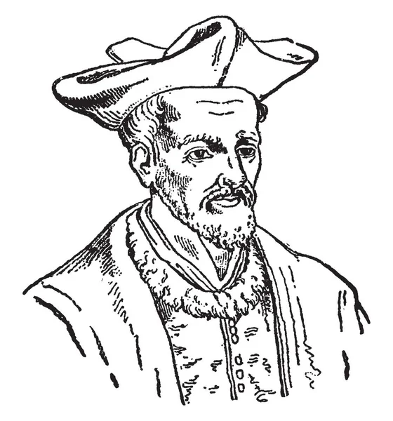 프랑소와 라블레 1494 1553 프랑스 르네상스 그리스 빈티지 드로잉이 — 스톡 벡터