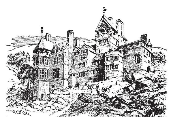 Cragside Est Construit Dans Première Partie Période Bâtiment Comprenait Observatoire — Image vectorielle