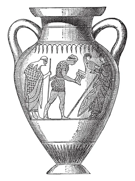 黒の数字 ビンテージの刻まれた図で描かれた花瓶 — ストックベクタ