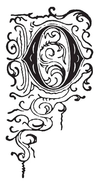 Квітково Декоративна Літера Вінтажний Малюнок Лінії Або Гравюрна Ілюстрація — стоковий вектор