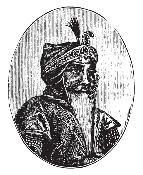 ランジート 1780 1839 Sikh ビンテージの線描画や彫刻イラストのリーダー — ストックベクタ