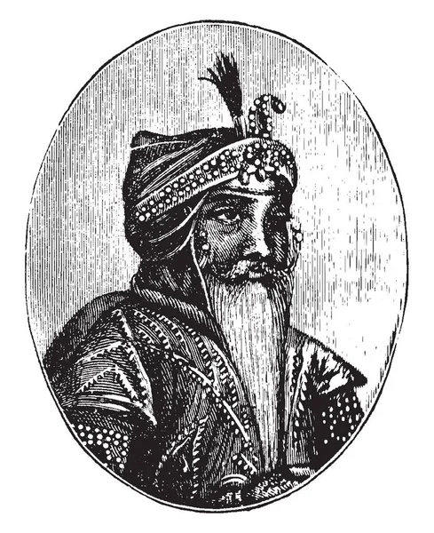 Maharaja Ranjit Singh 1780 1839 Sih Mparatorluğu Vintage Çizgi Çizme — Stok Vektör