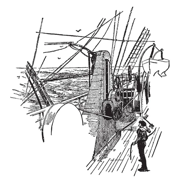 Выплачивание Кабеля Действие Операция Позволяющие Вытянуть Вытянуть Шнур Веревку Рисунок — стоковый вектор