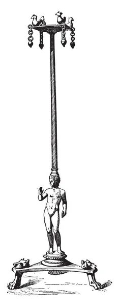 エトルリアの燭台 ヴィンテージ刻まれた図 — ストックベクタ