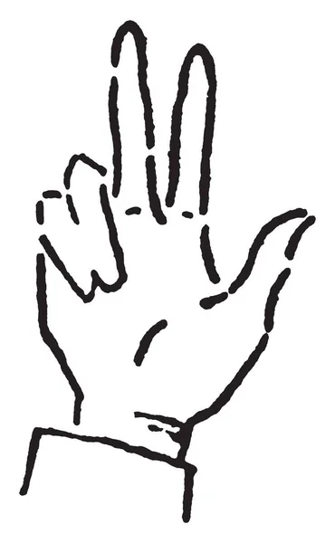 Handzeichen Durch Das Halten Der Faust Wird Angezeigt Vintage Linienzeichnung — Stockvektor
