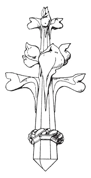 Французька Готичний Навершием Тривимірні Хрест Зроблені Каменю Служить Прикраси Шпилі — стоковий вектор