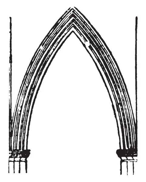 Lancet Arch Pointed Narrow Acutely Two Centers Acute Vintage Line — Stock Vector