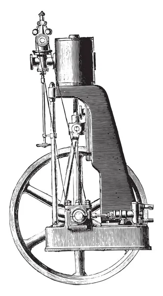 Schnell Doppeltwirkender Motor Tangye System Außenansicht Vintage Gravierte Illustration Industrieenzyklopädie — Stockvektor