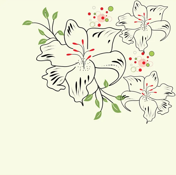 エレガントなレトロな抽象的な花柄のデザインで グリーンの花のヴィンテージの招待状 ベクトル図 — ストックベクタ