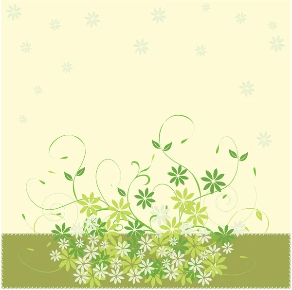 Vintage Invitation Card Elegant Retro Abstract Floral Design Green White — Stock Vector