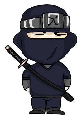 Ninja savaşçı karikatür vektör veya renk illüstrasyon