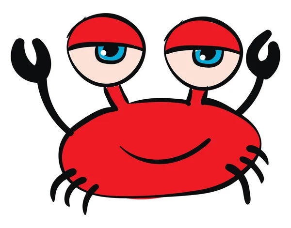 Rode krab met blauwe ogen vector illustratie op witte achtergrond. — Stockvector