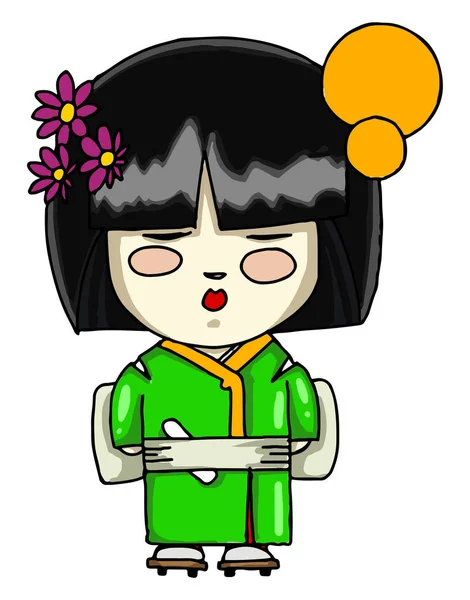 Kobieta w tradycyjnym Geisha wektor lub kolor ilustracji — Wektor stockowy