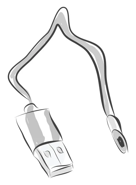 Unidade USB com um vetor de cores de ilustração de cabo no backgr branco — Vetor de Stock