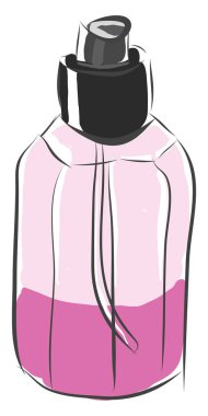 Beyaz arka üzerinde yarım tam Pembe Füme şişe vektör illüstrasyon