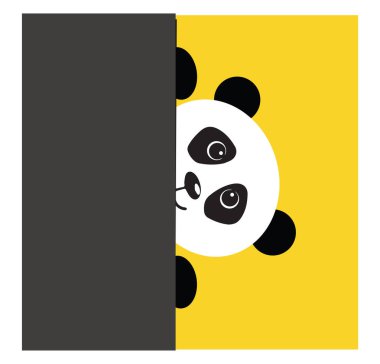 Gri bir duvar vektörünün arkasına göz atma sevimli siyah ve beyaz Panda hasta
