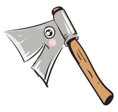 Beyaz arka planda gülümseyen ahşap balta vektör illüstrasyon 