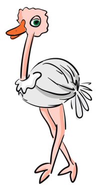 Yeşil gözleri beyaz ile sevimli bir bebek devekuşu vektör Illustration