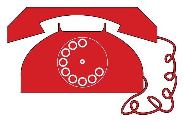 Vintage piros telefon vektor illusztráció fehér alapon — Stock Vector