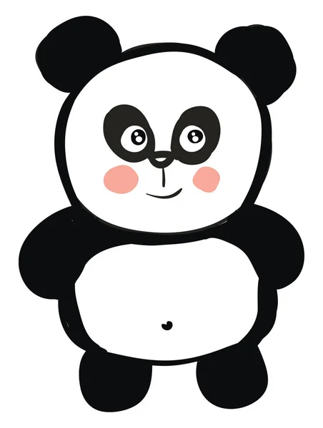 Cute black and white panda smiling vector illustration on white — Stock Vector