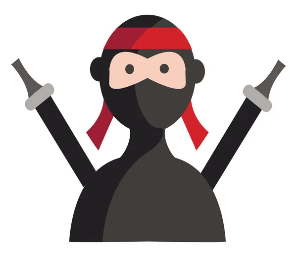 Ilustración vectorial simple de un ninja con dos espadas sobre blanco b — Vector de stock