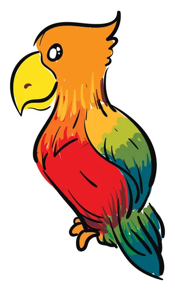 Colorful parrot cartoon vector illustration on white background — Stock Vector
