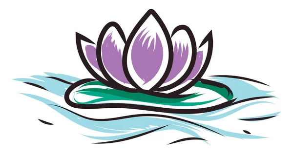 Light purple lotus on water vector illustration on white backgro — Stock Vector