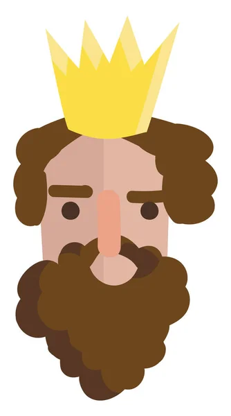 Retrato de un rey con bigote y barba y corona dorada vec — Archivo Imágenes Vectoriales