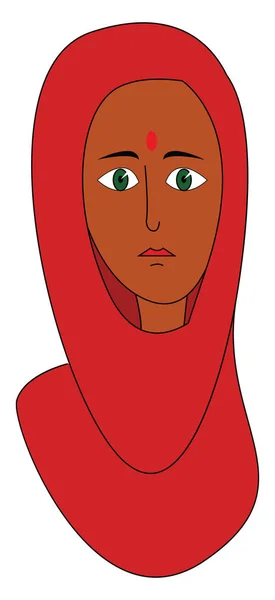 Indische vrouw in rode vector illustratie op witte achtergrond — Stockvector