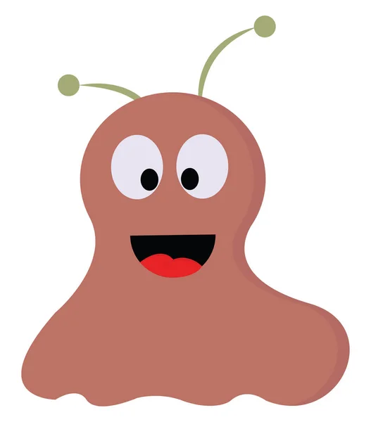 Donkere beige Jelly monster met groene antennes vector illustratie — Stockvector