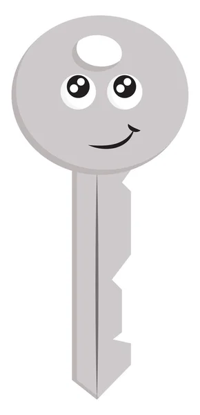 Light grey smiling key  vector illustration on white background — Stock Vector