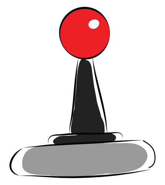 Joystick preto e cinza com botão vermelho ilustração vetorial no wh —  Vetores de Stock