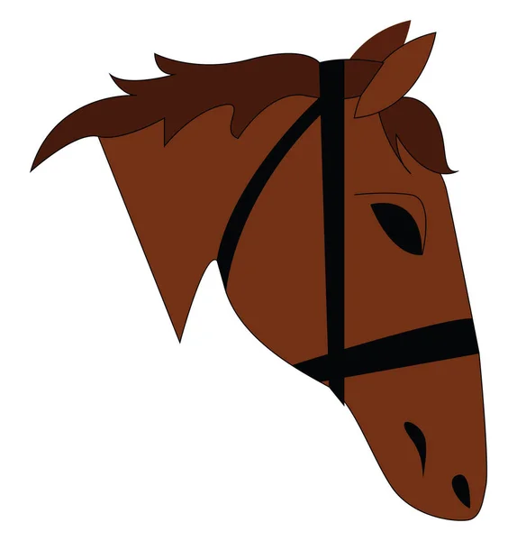 Vector illustration on a brown horse head on white background — Stock Vector