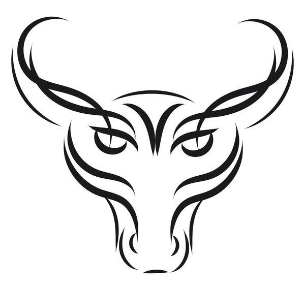 Simple black and white sketch of taurus horoscope sign vector il