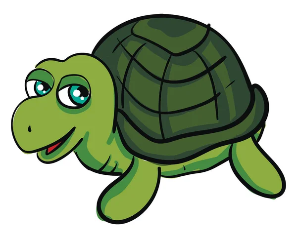 Linda tortuga verde sonriente vector ilustración en el fondo blanco — Archivo Imágenes Vectoriales