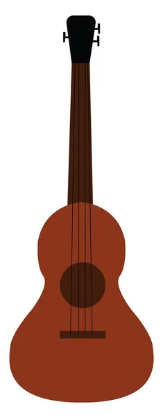 Ilustración simple vector de una guitarra acústica marrón espalda blanca — Vector de stock