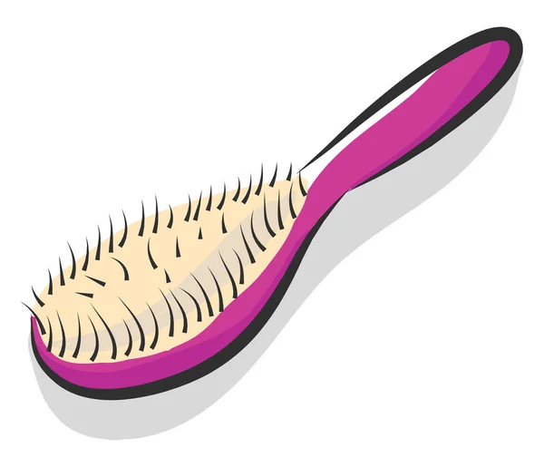 Simple vector illustration of a pink hairbrush on white bckgroun — Stock Vector